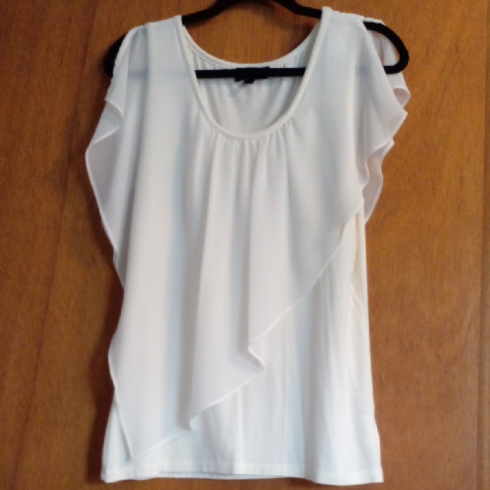 Iz Byer White Ruffle Accent Blouse
